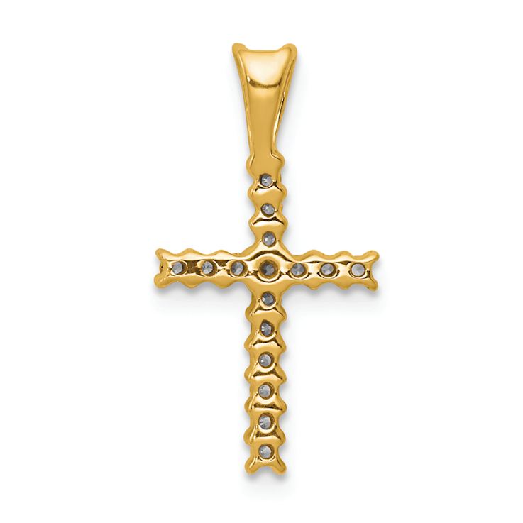14k Yellow Gold Diamond Latin Cross Pendant