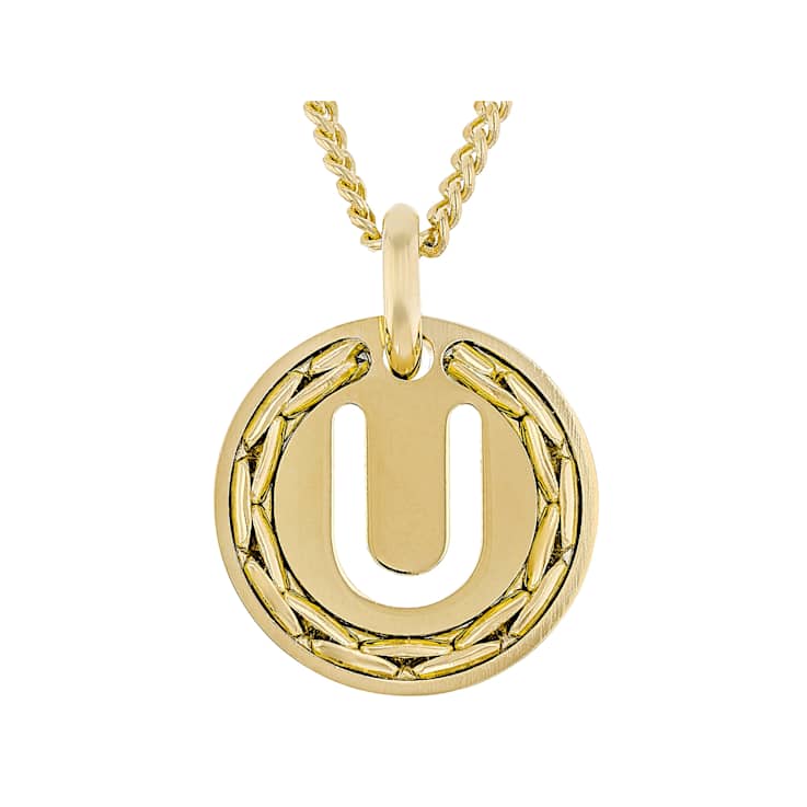 Cardano Initial U Pendant Necklace In 18K Gold Over Bronze
