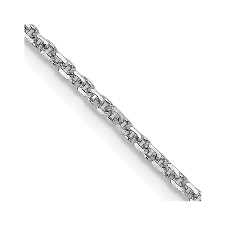 14k White Gold 1.45mm Solid Diamond Cut Cable Chain 18 Inches