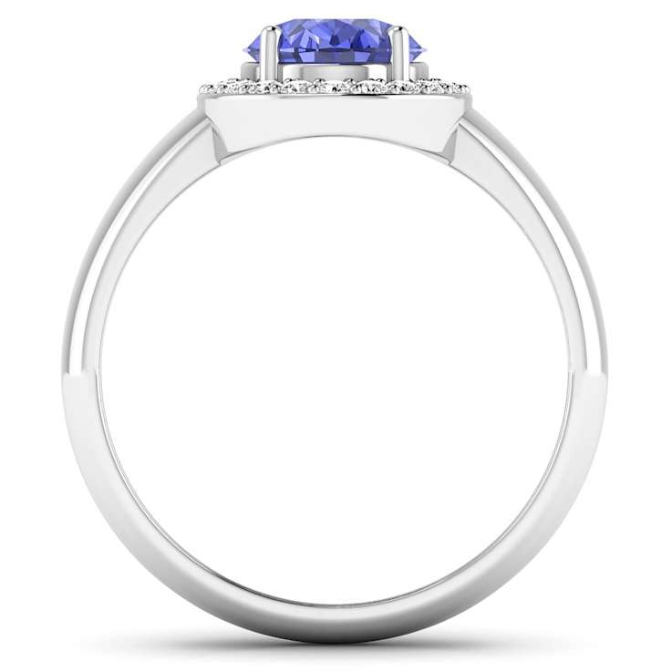 1.63ctw Violet Tanzanite and Diamond 14K White Gold Halo Ring