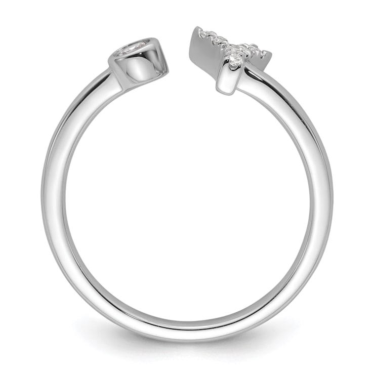 Rhodium Over 14K White Gold Lab Grown Diamond VS/SI GH, Initial Y
Adjustable Ring