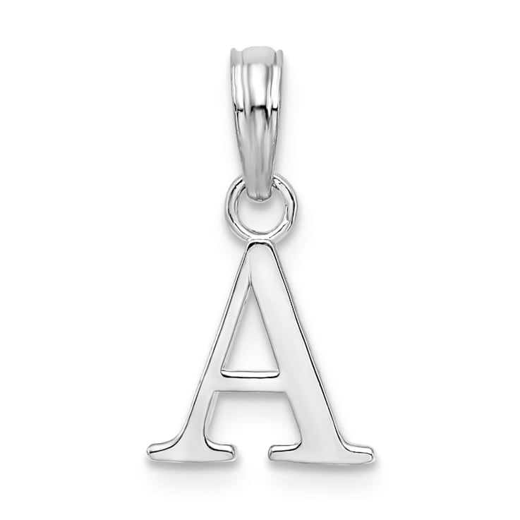 Sterling Silver Polished Block Initial -A- Pendant