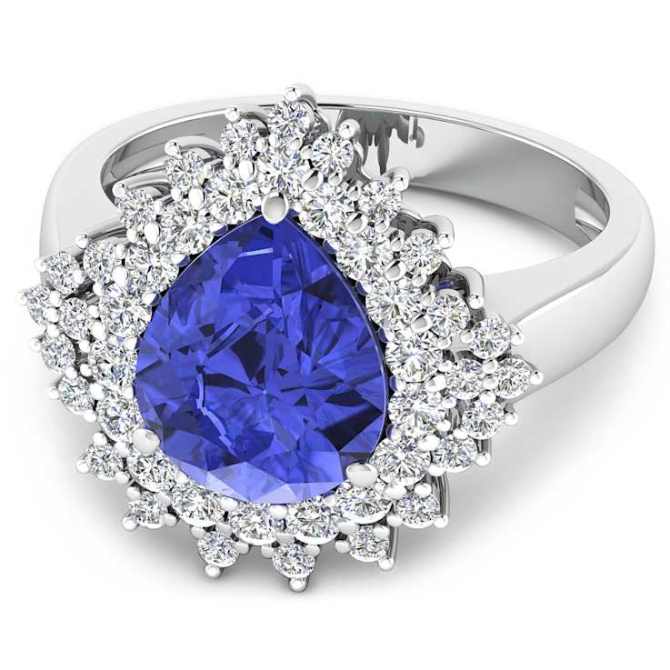 3.86ctw Violet Tanzanite and Diamond 14K White Gold Halo Ring