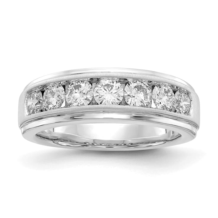 Rhodium Over 10K White Gold Lab Grown Diamond, SI1/SI2, G H I, Men's Ring