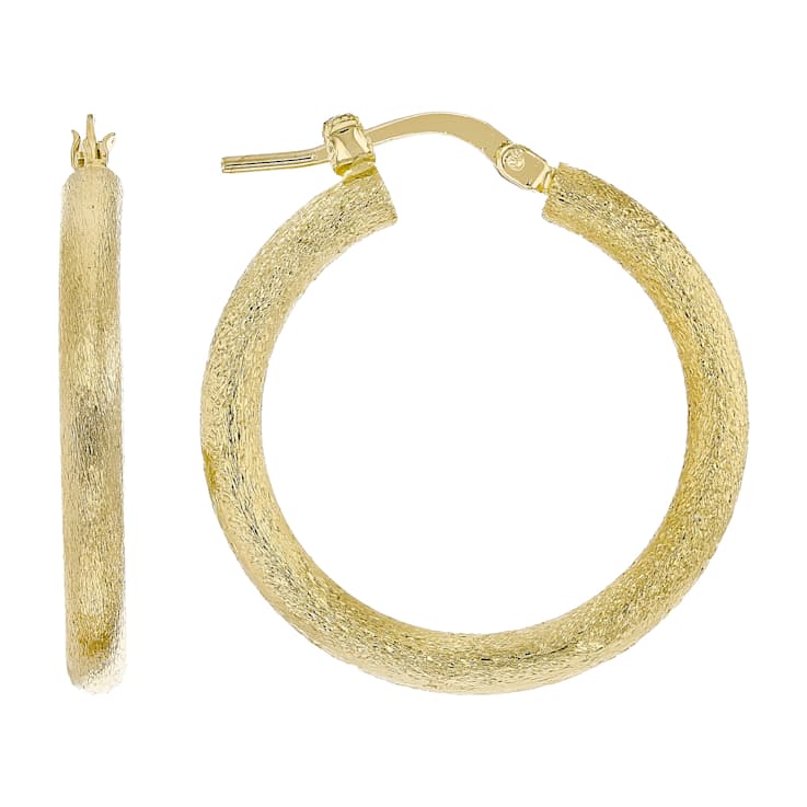 SatIn-FInish Hoop Earrings In 18K Gold Over Bronze 1 Inch