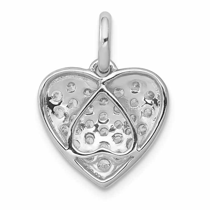 Rhodium Over 14k White Gold Diamond Heart Pendant