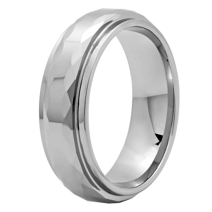 Robert Alton Men's Hammered High Polish Band Ring In Tungsten