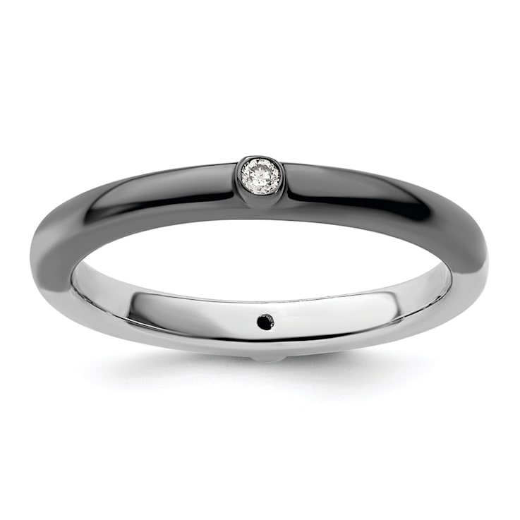 Sterling Silver Stackable Expressions Polished Half White and Black
Diamond Ring 0.044ctw