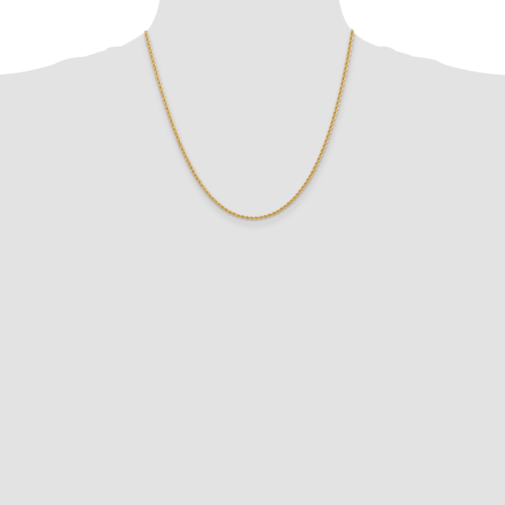 14k Yellow Gold 2.25mm Regular Rope Chain 20 Inches