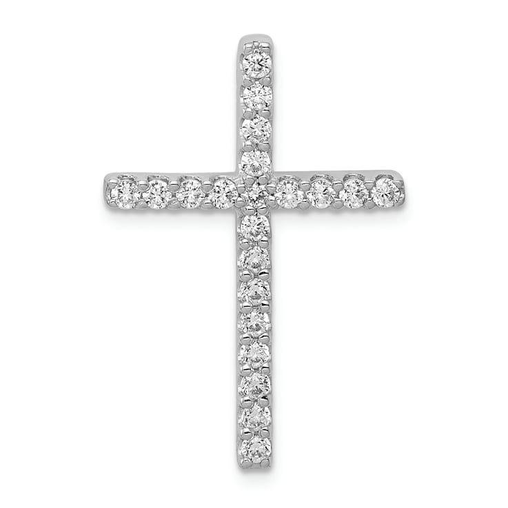 Rhodium Over 14k White Gold Diamond Cross Chain Slide Pendant