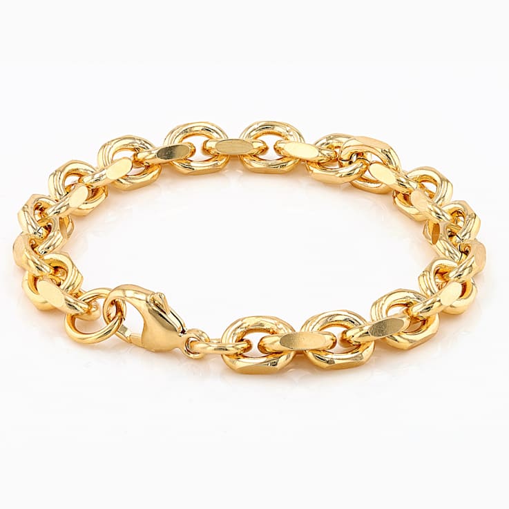 Beveled Curb Link Bracelet In 18K Gold Over Bronze
