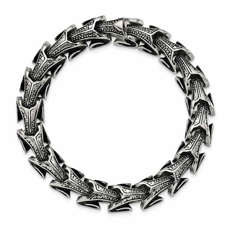 Stainless Steel Antiqued and Polished Bracelet