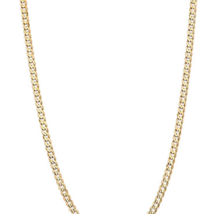 14k Yellow Gold 5.25mm Solid Open Concave Curb 20 Inch Chain
