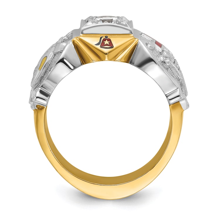 10K Two-tone Yellow and White Gold Men's Enamel and Diamond Knights
Templar Shriner's Ring 0.349ctw