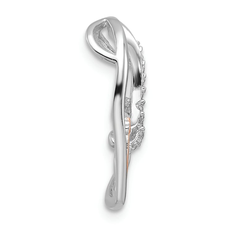 Sterling Silver and 14K Rose Gold Over Sterling Silver Cubic Zirconia
Heart with Footprint Pendant