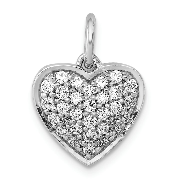 Rhodium Over 14k White Gold Diamond Heart Pendant