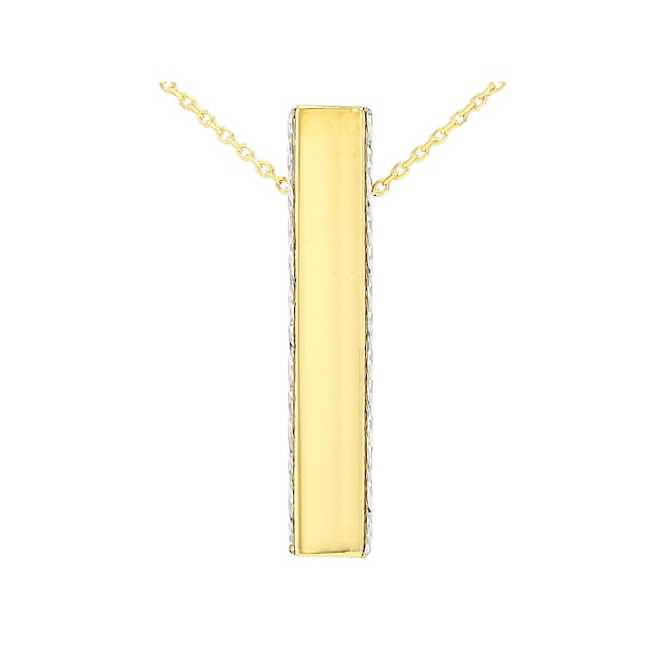 Gold Bar Pendant Necklace In 10K Gold