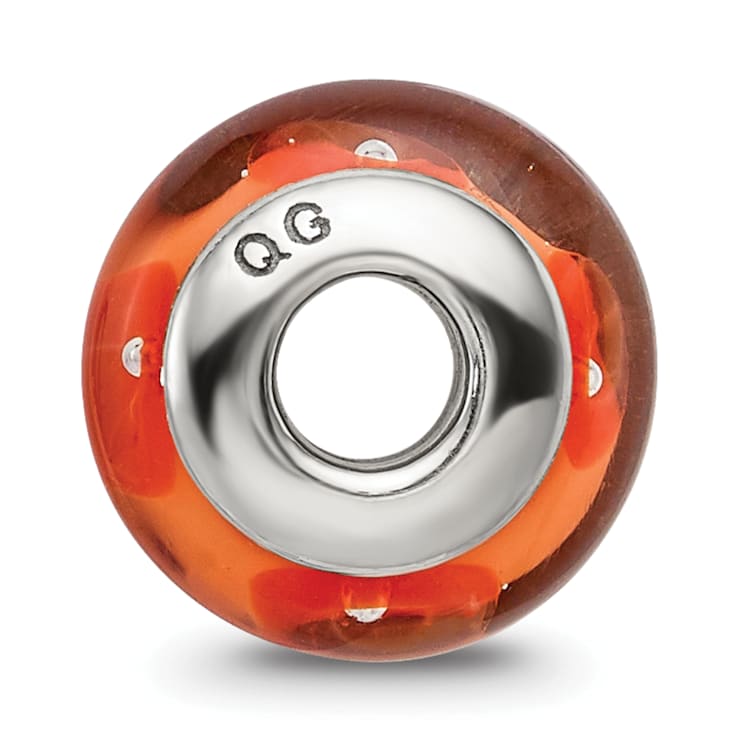 Sterling Silver Orange Hand-blown Glass Bead
