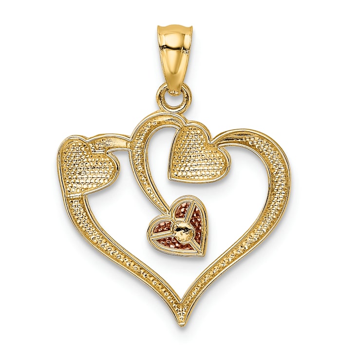 14k Yellow Gold and 14k Rose Gold with Rhodium over 14k Yellow Gold
Polished Hearts Pendant