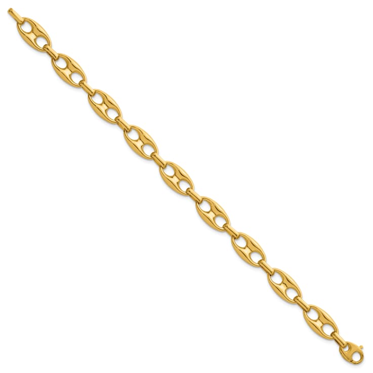 14K Yellow Gold 10mm Anchor Link 8.5 Inch Bracelet