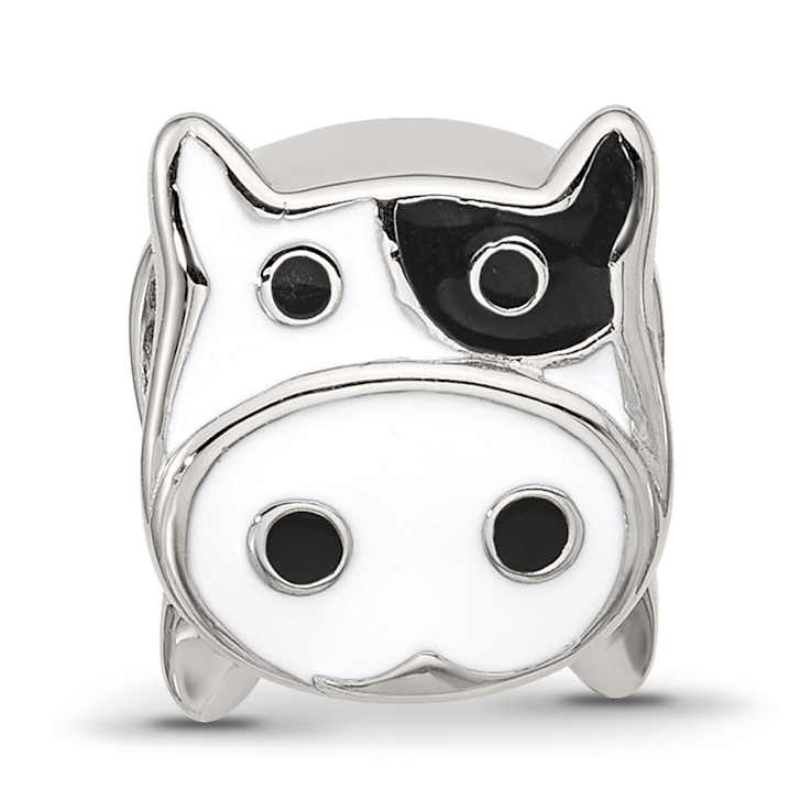 Sterling Silver Enamel Cow Face Bead