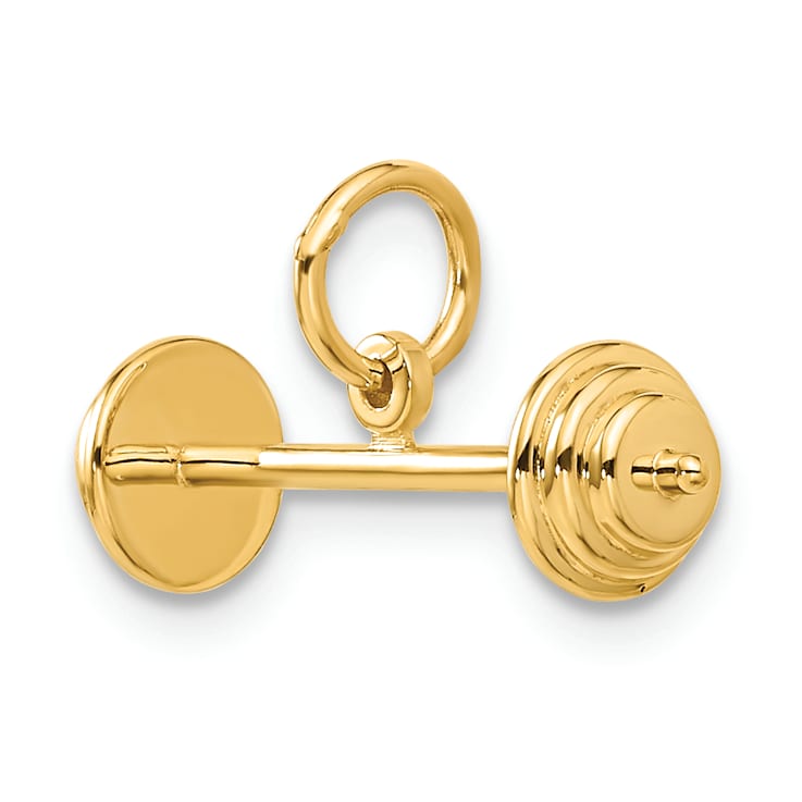 14k Yellow Gold Barbell Charm Pendant