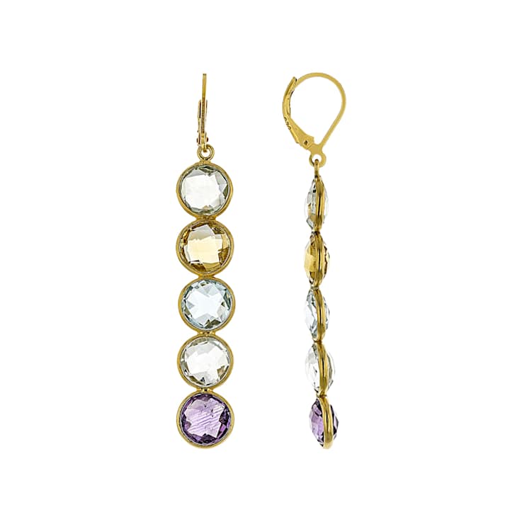 Multi-Gemstone Dangle Earrings In 18K Gold Over Sterling Silver 19.90ctw
