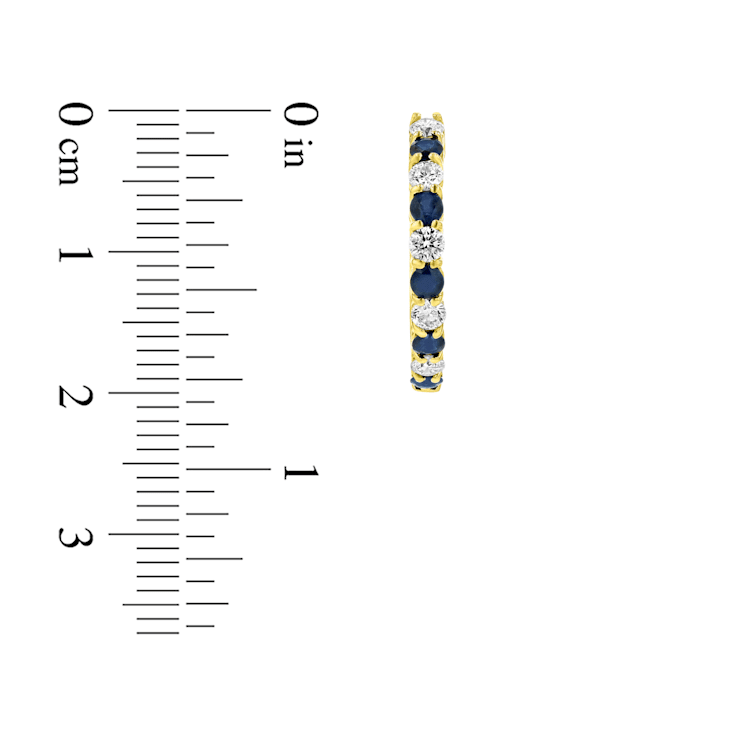 1.35ctw Sapphire and Diamond Hoop Earrings in 14k Yellow Gold