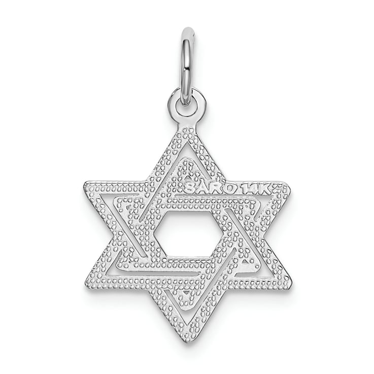 Rhodium Over 14k White Gold Star of David Charm