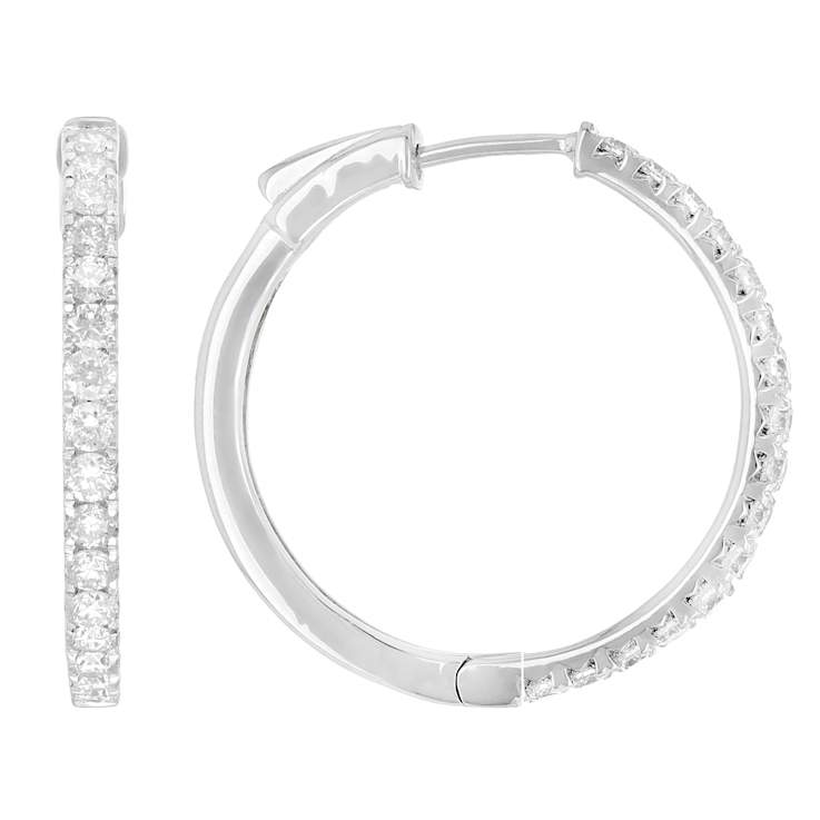 Classic Lab-Grown Diamond Hoop Earrings 1ctw In Sterling Silver