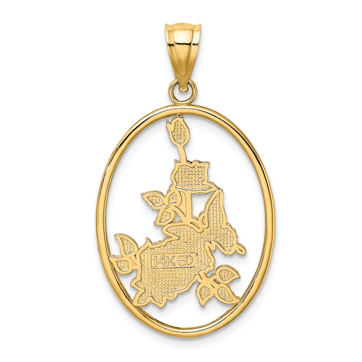 14k Yellow Gold Enamel White Butterfly In Oval with Orange Flowers Charm