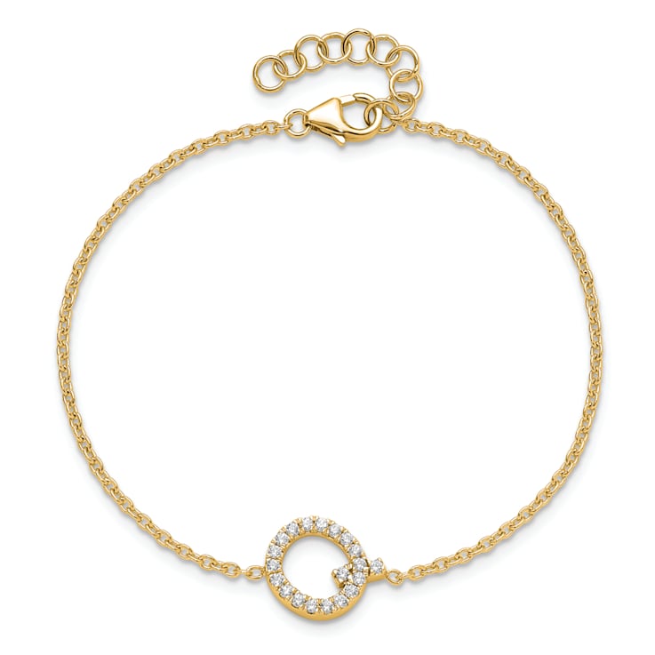 14k Yellow Gold Diamond Sideways Letter Q Bracelet
