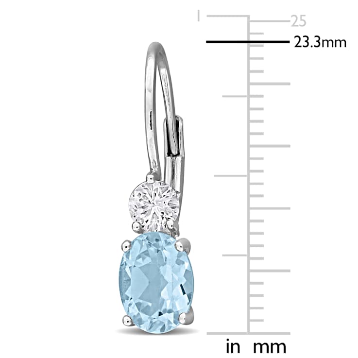 3.80ctw Blue Topaz and Created White Sapphire Earrings in Sterling Silver