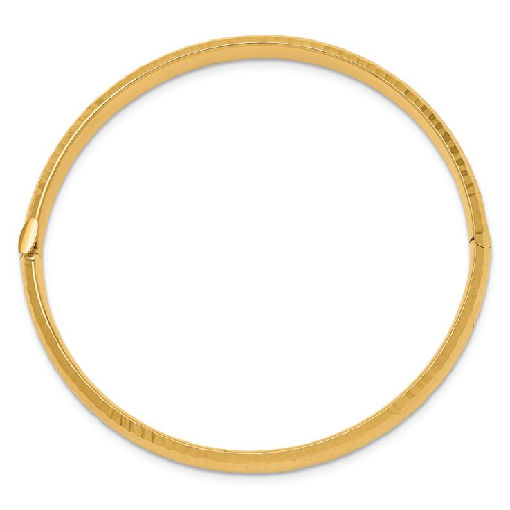 14k Yellow Gold 4.75mm Hammered Children's Hinged Bangle