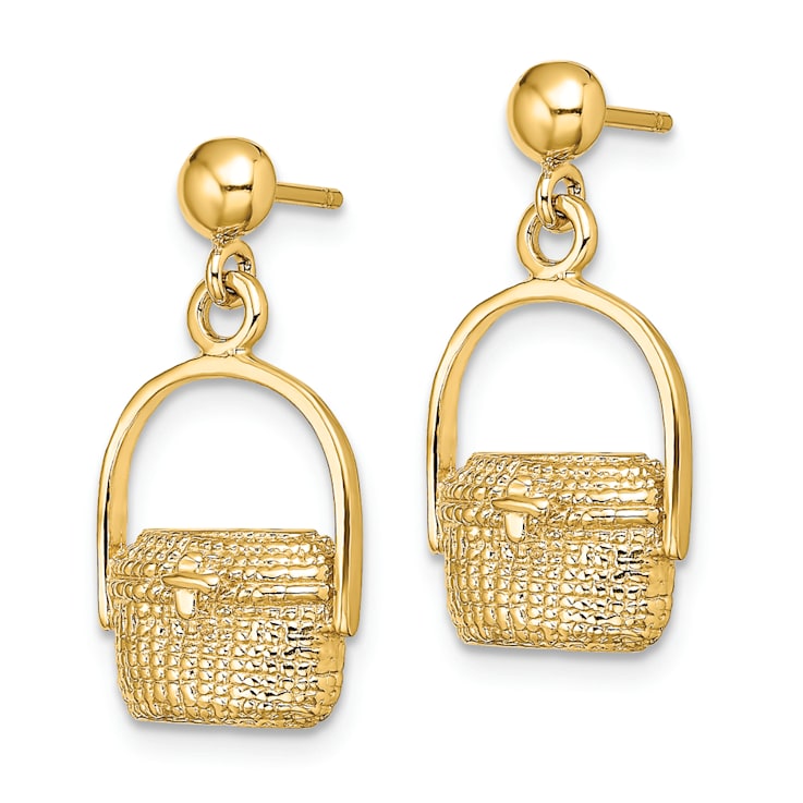 14K Yellow Gold Textured Nantucket Basket Earrings