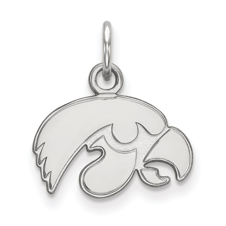 Rhodium Over Sterling Silver LogoArt University of Lowa Extra Small Pendant