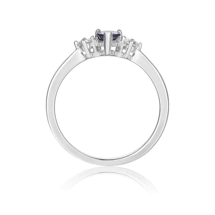 Blue Sapphire with White Sapphire Accents Sterling Silver Ring, 0.67ctw
