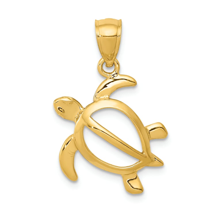 14K Yellow Gold Open Turtle Pendant