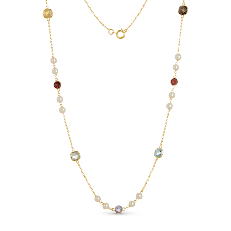 Multi-Gem 14k Yellow Gold Necklace 5.40ctw