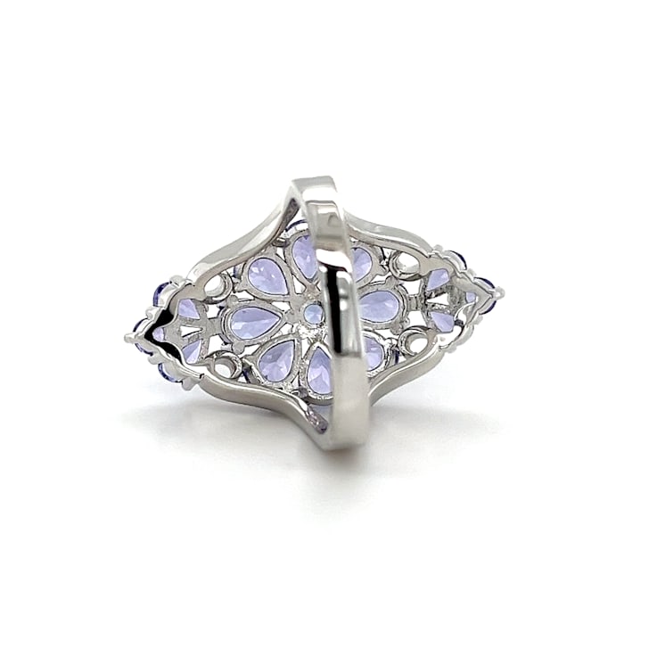 Rhodium Over Sterling Silver Mixed Shape Tanzanite Ring 4.31ctw