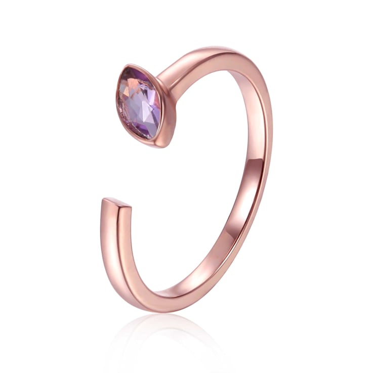 Amethyst 14K Rose Gold Over Sterling Silver Marquise Solitaire Open
Design Ring, 0.25ct