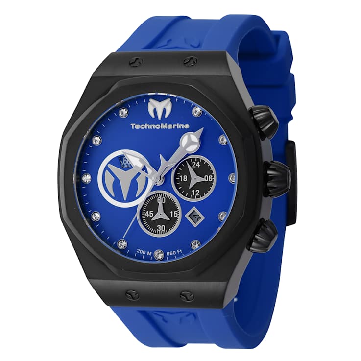 Technomarine Reef 45mm Blue Dial Black Accents Blue Silicone Strap
Chronograph Quartz Watch