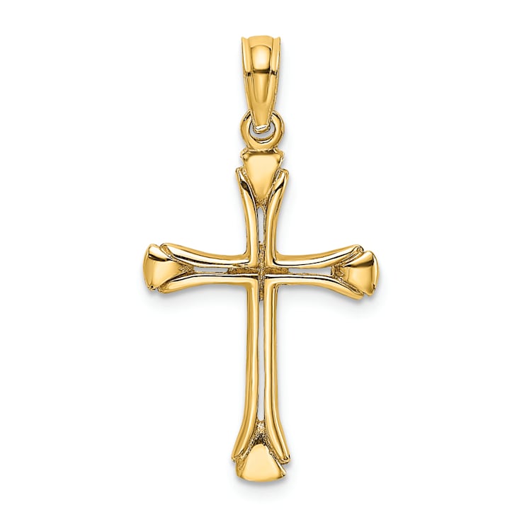 14k Yellow Gold Polished Beveled Cut-out Cross Pendant