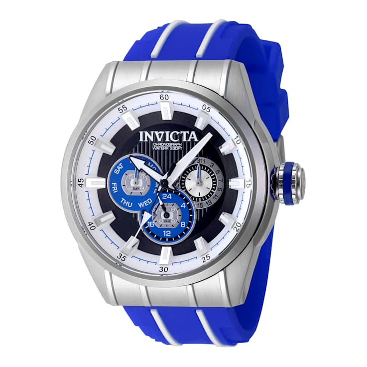 Invicta Speedway 48mm Blue, Black Dial Silicone Band Quartz Watch