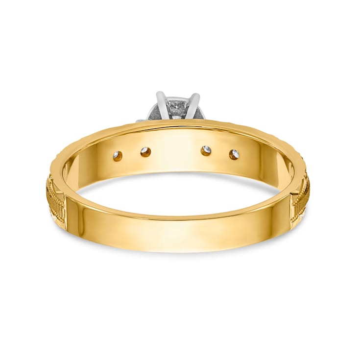 14K Yellow Gold Polished Finished Engagement Ring 0.09ctw