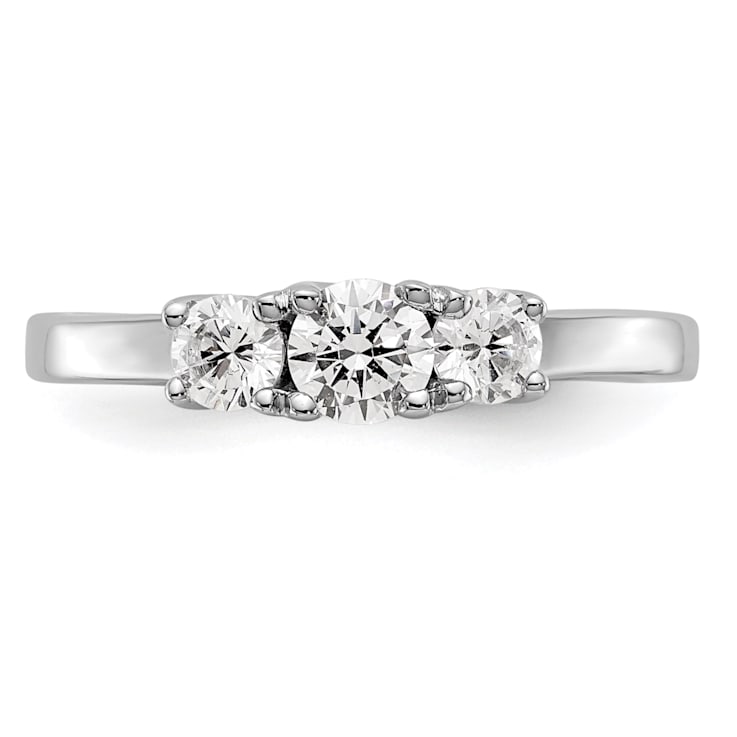 Rhodium Over 14K White Gold Lab Grown Diamond SI1/SI2, G H I, 3-Stone
Engagement Ring