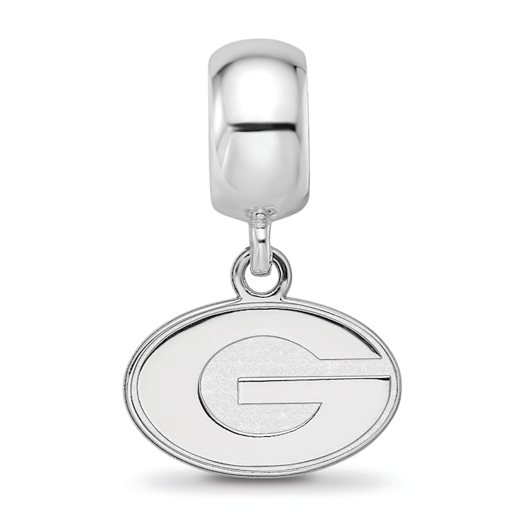 Sterling Silver Rhodium-plated LogoArt University of Georgia XS Dangle Bead
