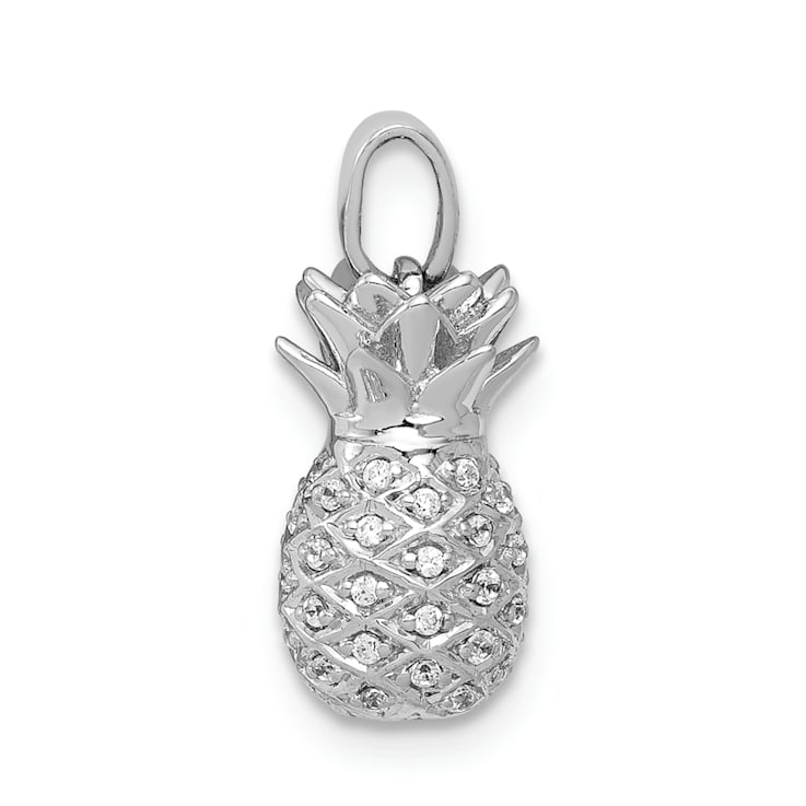 Rhodium Over 14k White Gold Diamond Pineapple Pendant