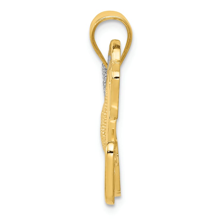 14K Yellow Gold with White Rhodium Filigree Horse Pendant