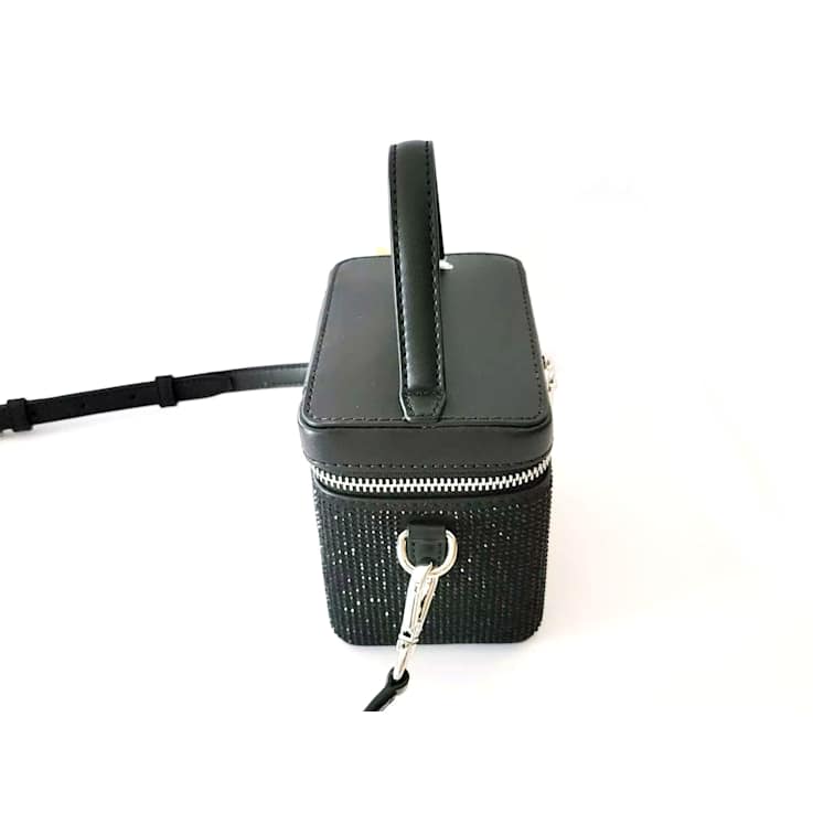 Michael Kors Sandrine Small Box Crossbody Trunk Black Rhinestone Handbag